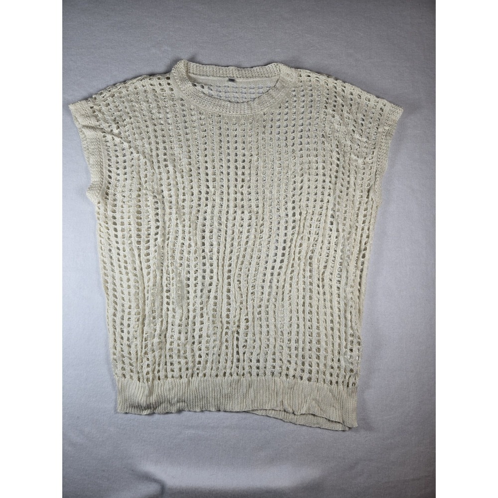 Women's Summer Sleeveless Crochet Top, Cream, Size 2X